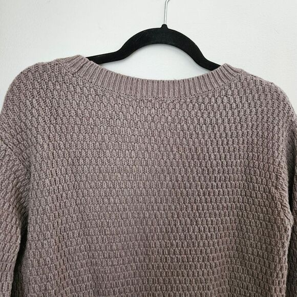GAP Sweater Crewneck Boyfriend Cable Knit Mushroom Brown Casual Comfy Neutral - Picture 6 of 10